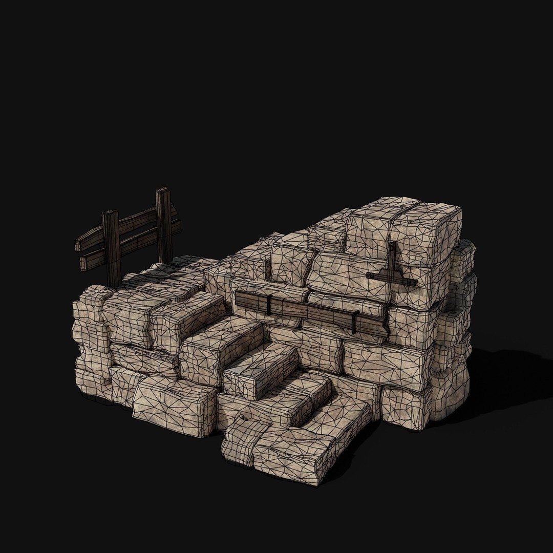 Castle Ruin Walls 3D Model – Low Poly Game Asset, FBX & OBJ - View 26