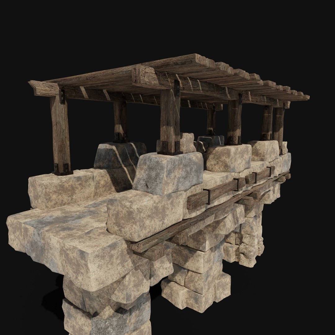 Castle Ruin Walls 3D Model – Low Poly Game Asset, FBX & OBJ - View 29