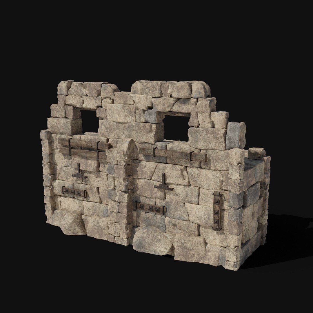 Castle Ruin Walls 3D Model – Low Poly Game Asset, FBX & OBJ - View 3