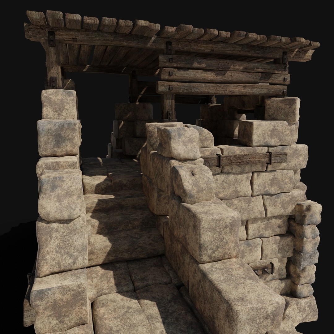 Castle Ruin Walls 3D Model – Low Poly Game Asset, FBX & OBJ - View 31