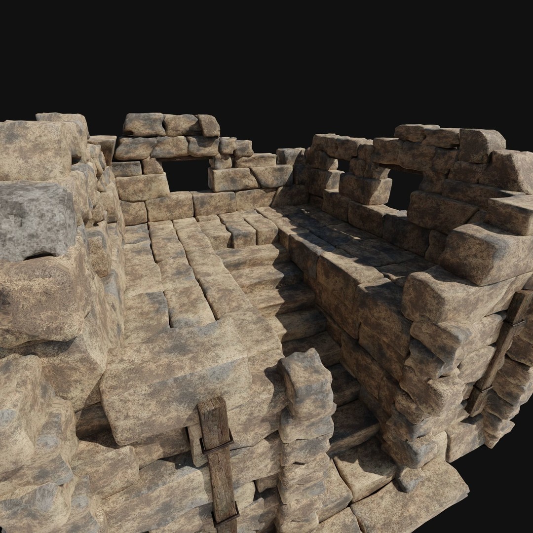 Castle Ruin Walls 3D Model – Low Poly Game Asset, FBX & OBJ - View 33