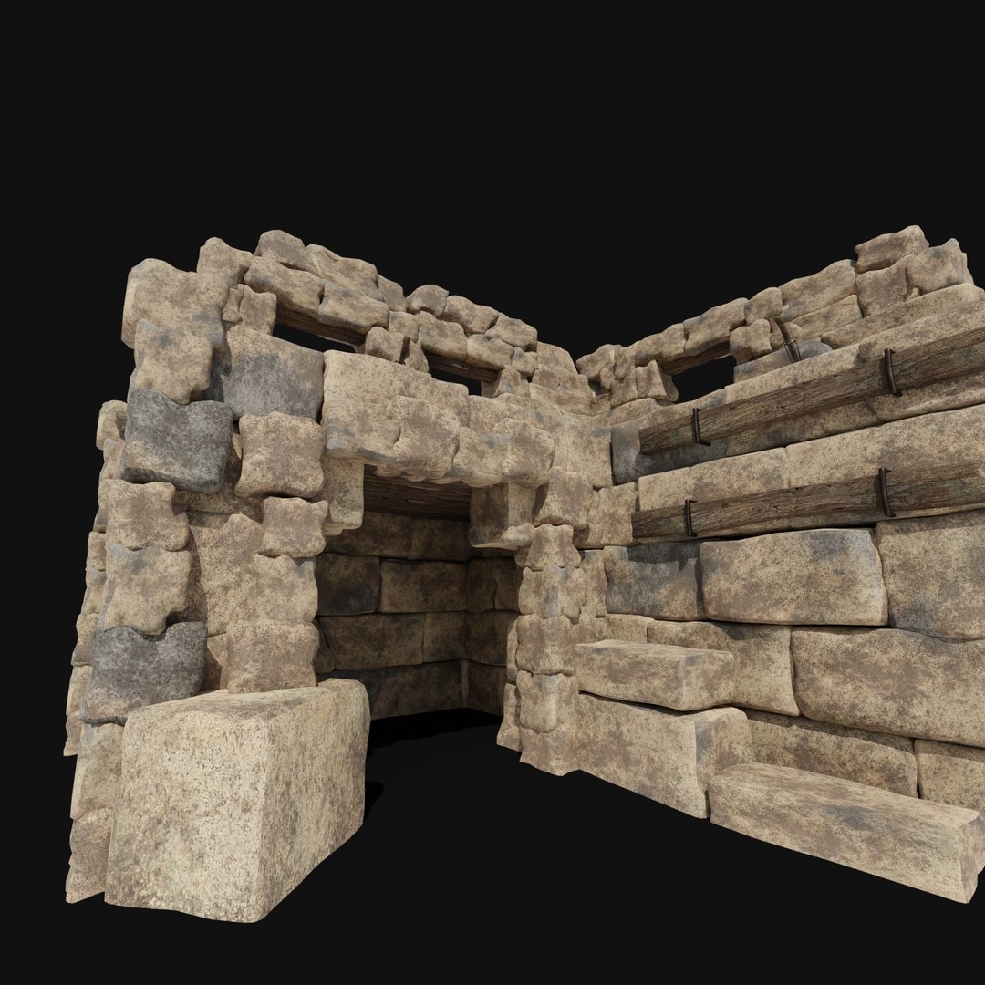 Castle Ruin Walls 3D Model – Low Poly Game Asset, FBX & OBJ - View 34