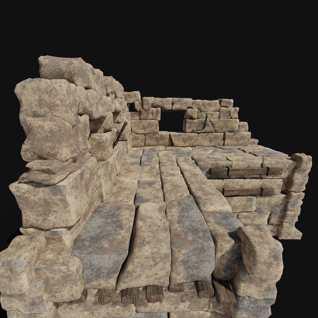 Castle Ruin Walls 3D Model – Low Poly Game Asset, FBX & OBJ - View 35