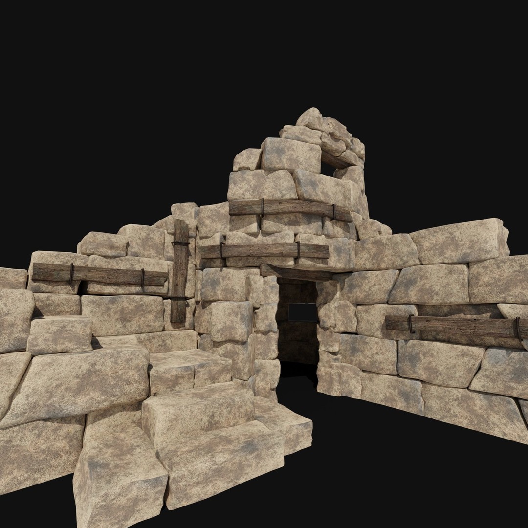 Castle Ruin Walls 3D Model – Low Poly Game Asset, FBX & OBJ - View 37