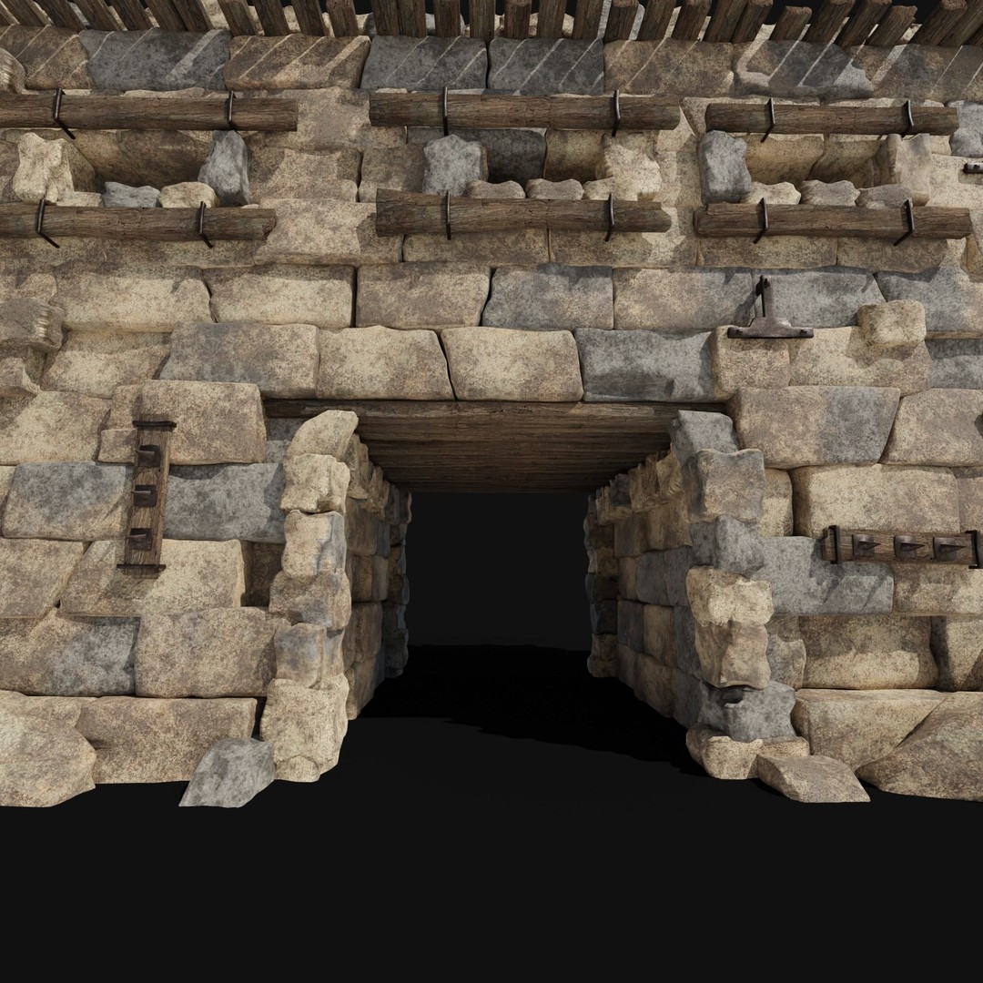 Castle Ruin Walls 3D Model – Low Poly Game Asset, FBX & OBJ - View 38