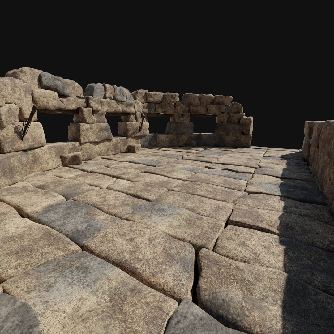 Castle Ruin Walls 3D Model – Low Poly Game Asset, FBX & OBJ - View 40