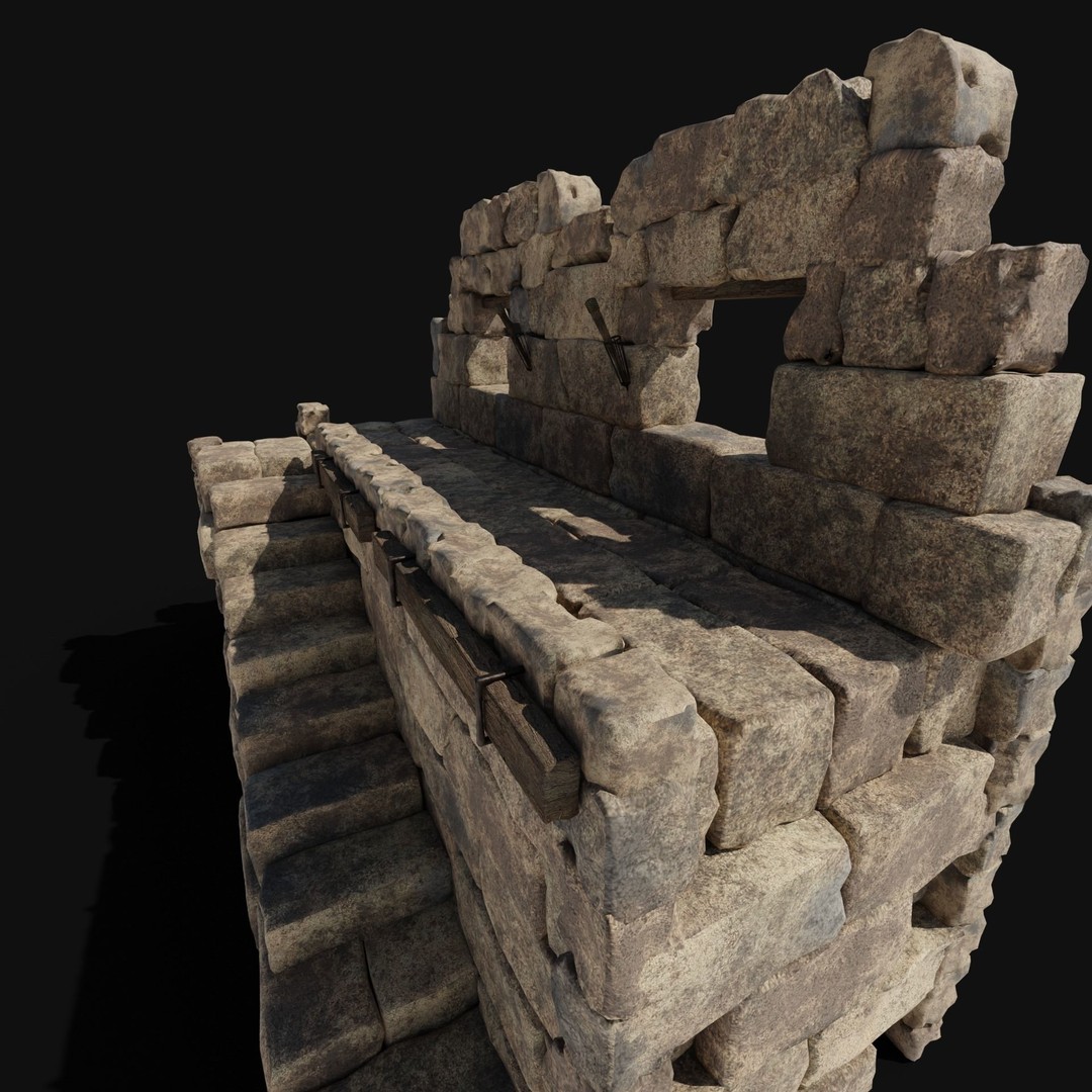 Castle Ruin Walls 3D Model – Low Poly Game Asset, FBX & OBJ - View 41