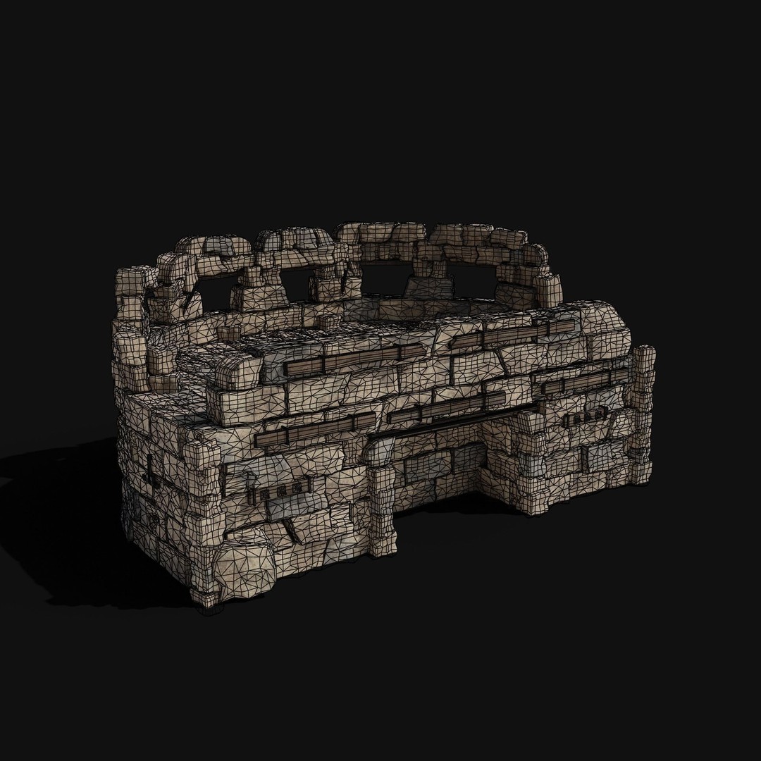 Castle Ruin Walls 3D Model – Low Poly Game Asset, FBX & OBJ - View 7
