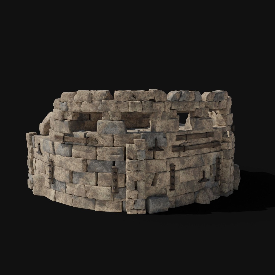 Castle Ruin Walls 3D Model – Low Poly Game Asset, FBX & OBJ - View 8