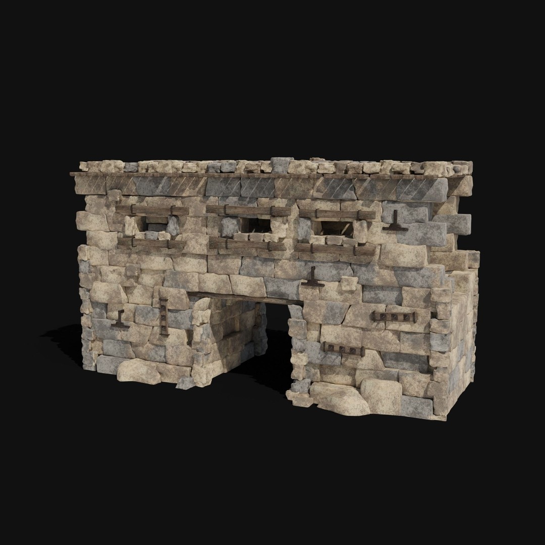 Castle Ruin Walls 3D Model – Low Poly Game Asset, FBX & OBJ - View 9