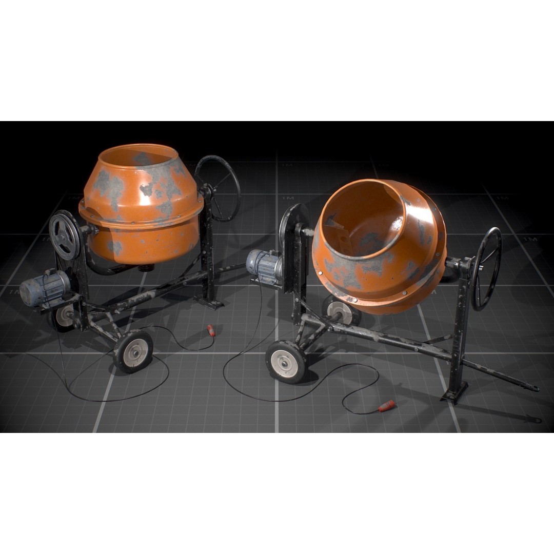 Used Concrete Mixer 3D Model – Low Poly Game Asset, FBX - View 3