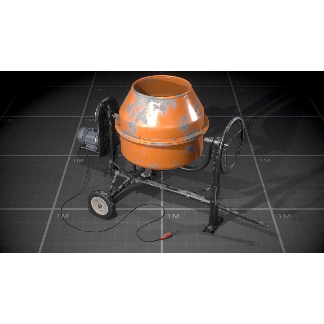 Used Concrete Mixer 3D Model – Low Poly Game Asset, FBX - View 4