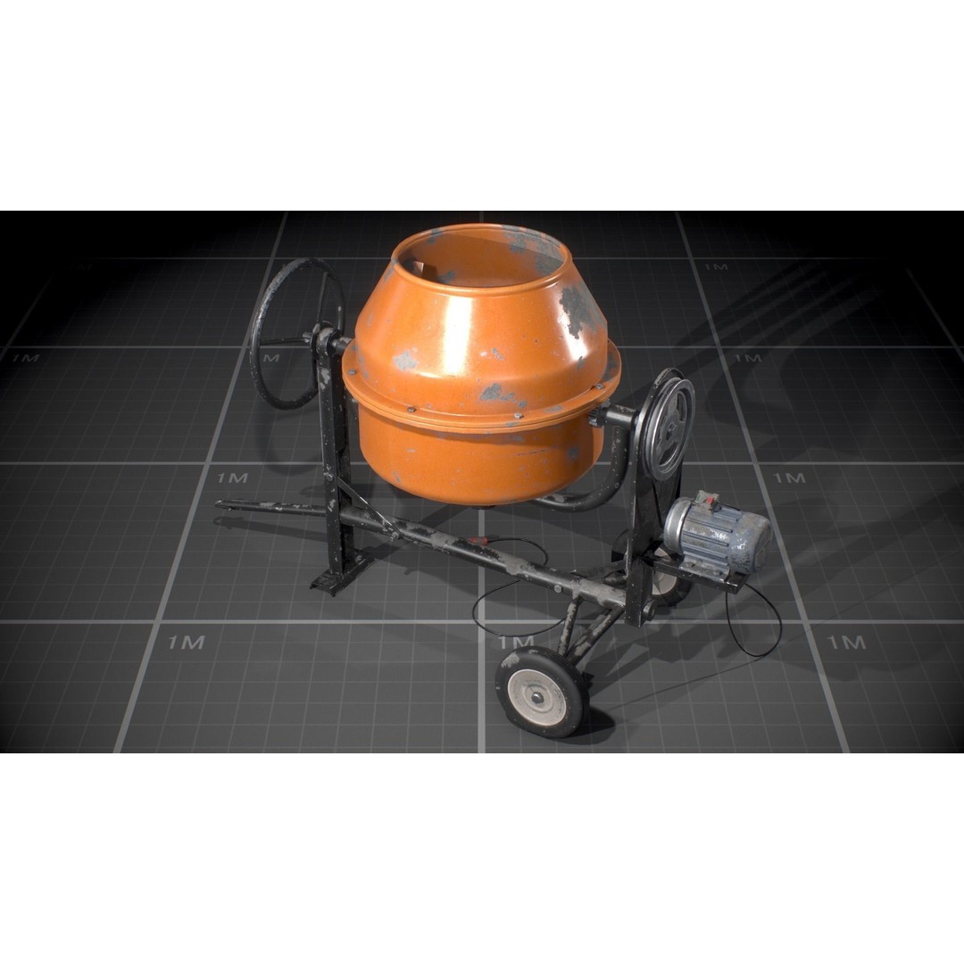 Used Concrete Mixer 3D Model – Low Poly Game Asset, FBX - View 5