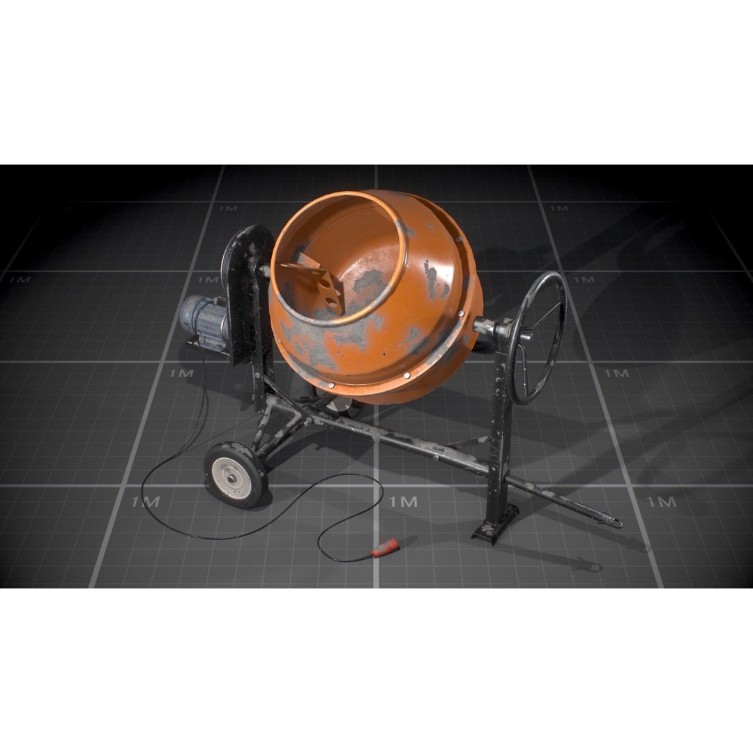 Used Concrete Mixer 3D Model – Low Poly Game Asset, FBX - View 6