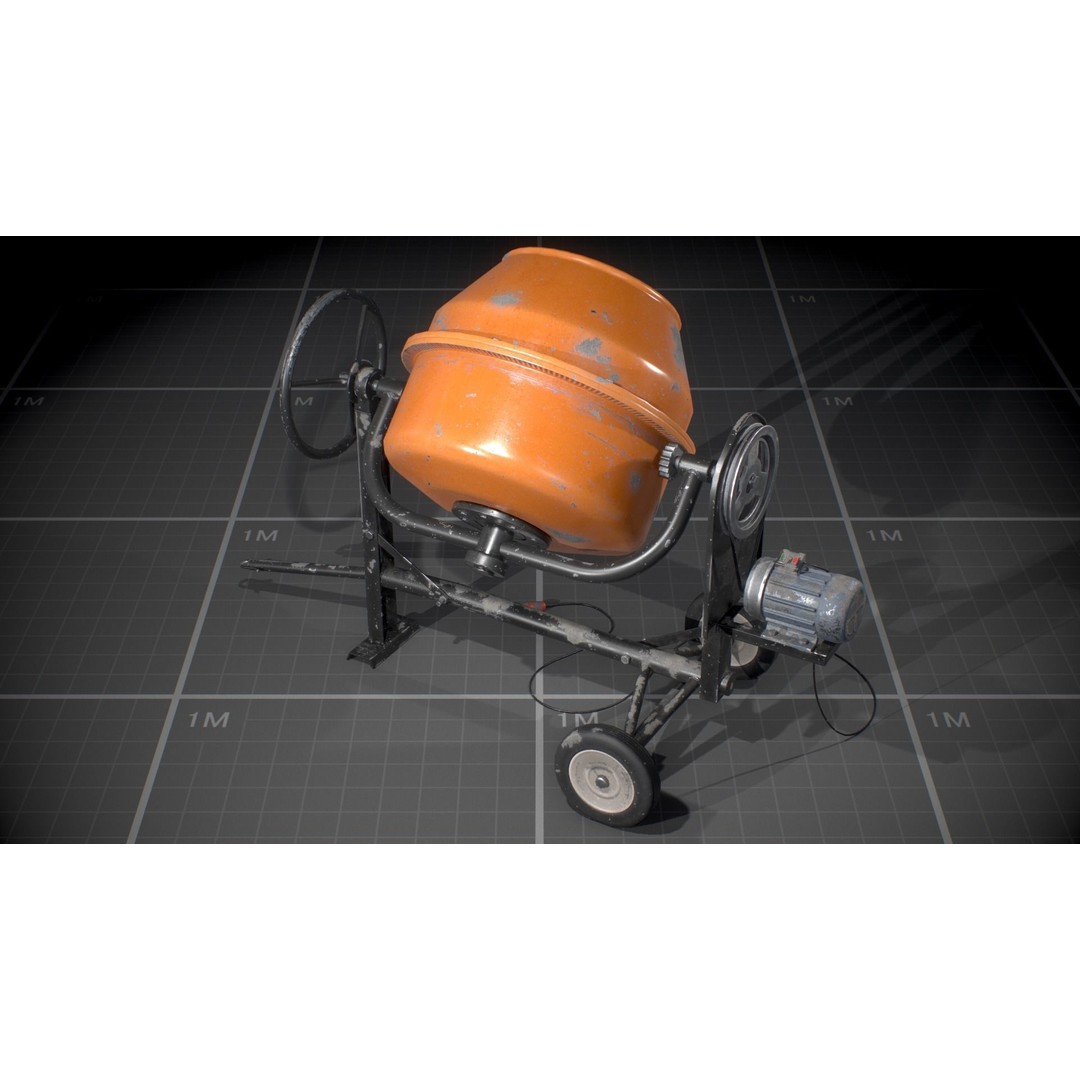 Used Concrete Mixer 3D Model – Low Poly Game Asset, FBX - View 7