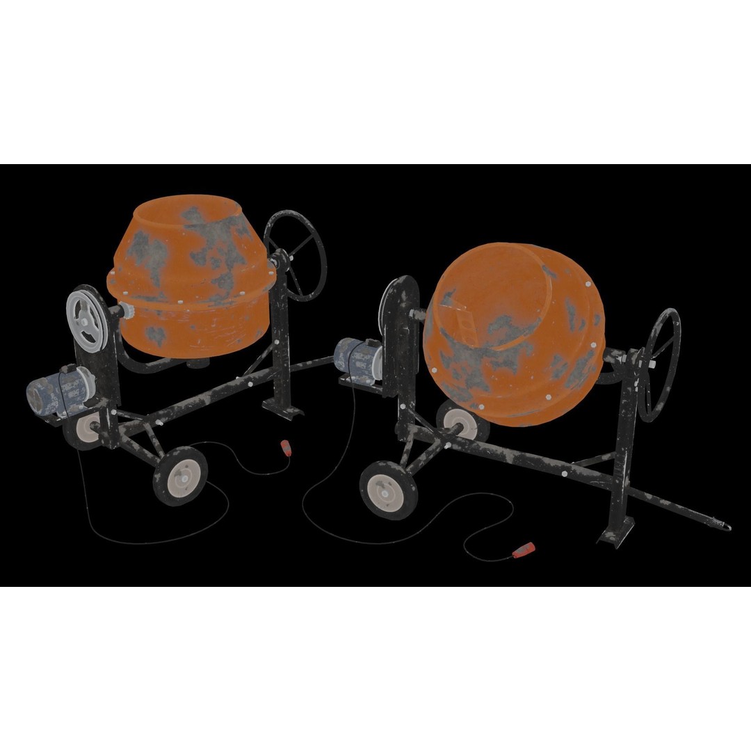 Used Concrete Mixer 3D Model – Low Poly Game Asset, FBX - View 9