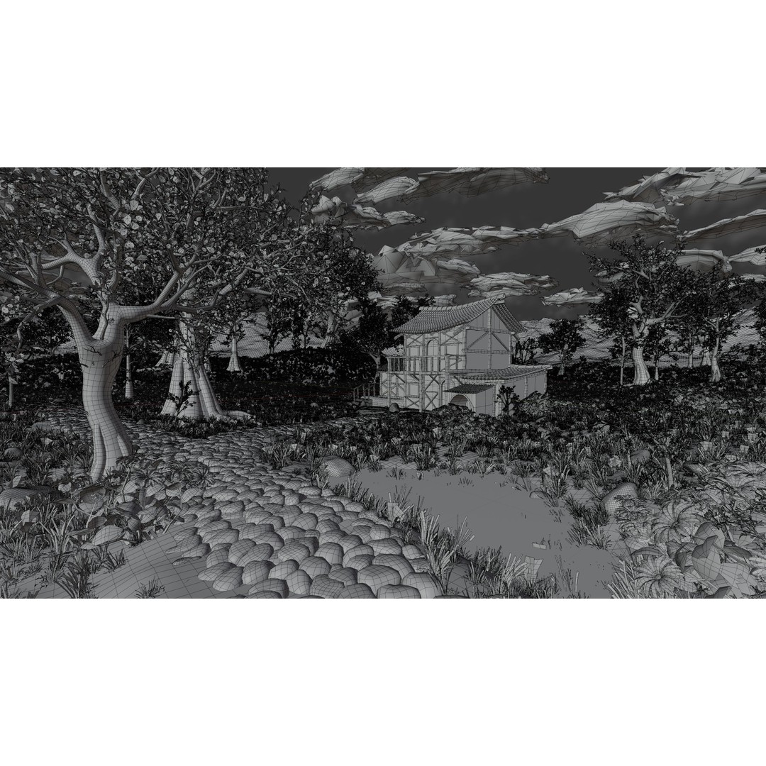 Small Garden Scene 3D Model – Realistic Landscape Asset for Blender
