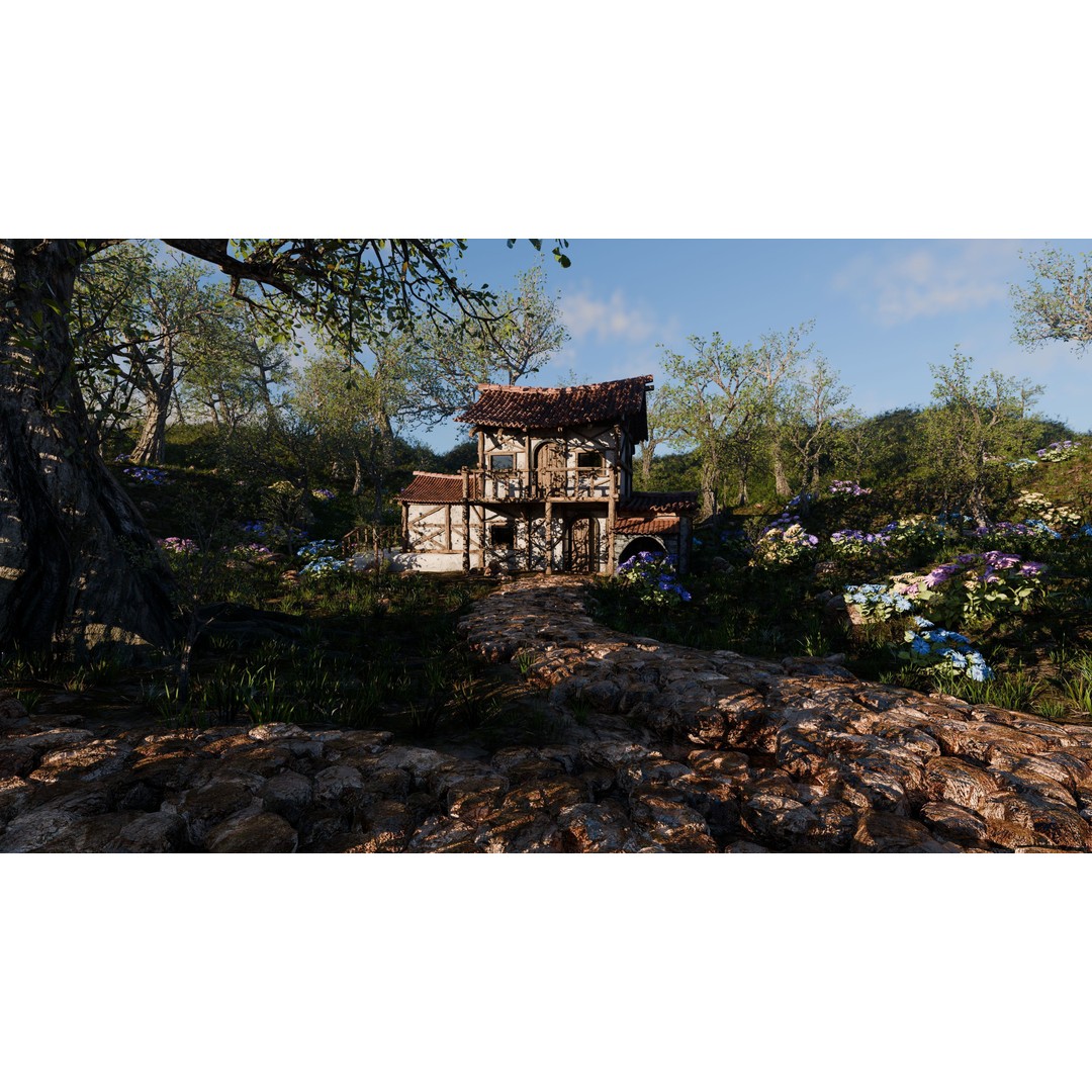 Small Garden Scene 3D Model – Realistic Landscape Asset for Blender - View 4