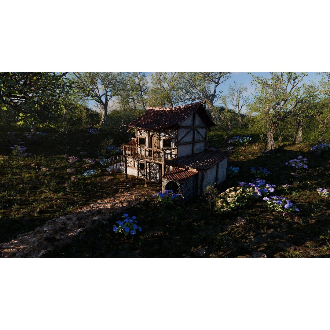 Small Garden Scene 3D Model – Realistic Landscape Asset for Blender - View 5