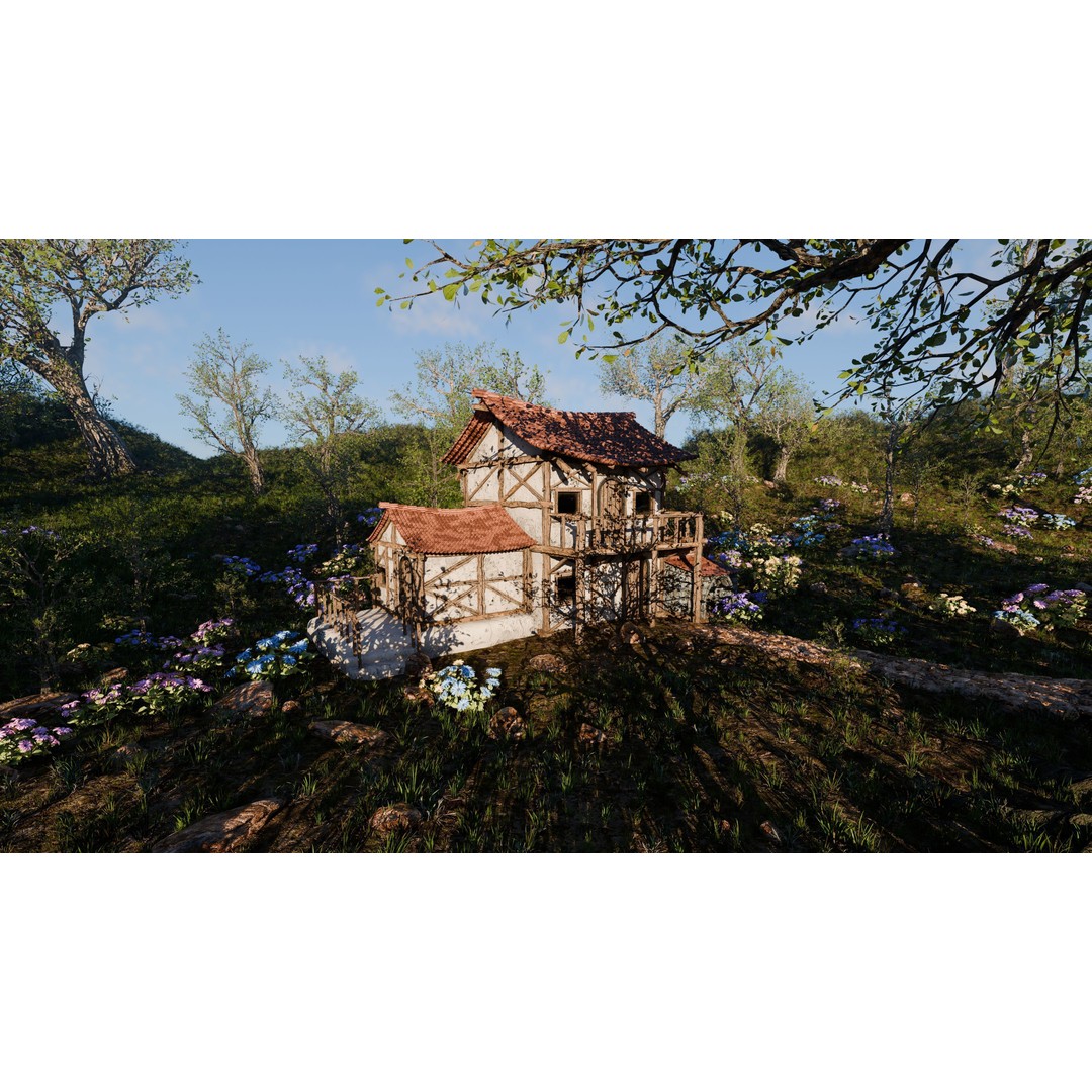 Small Garden Scene 3D Model – Realistic Landscape Asset for Blender - View 6