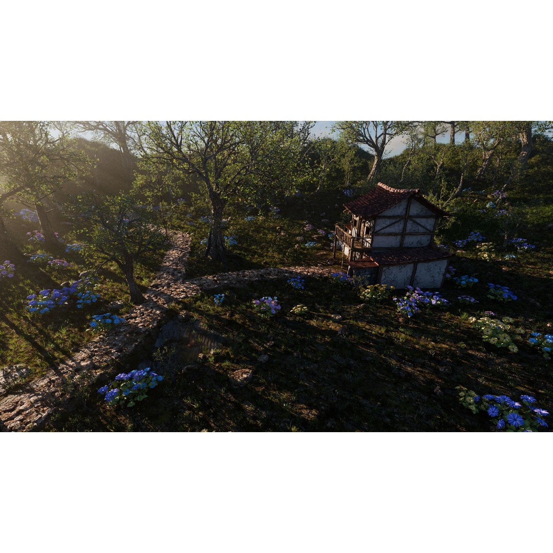 Small Garden Scene 3D Model – Realistic Landscape Asset for Blender - View 7
