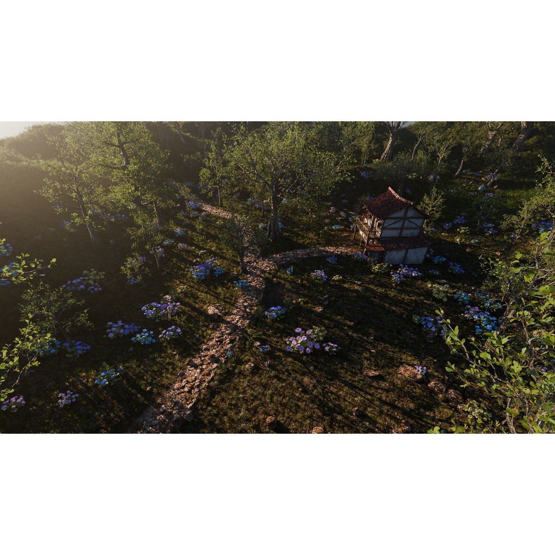 Small Garden Scene 3D Model – Realistic Landscape Asset for Blender - View 9