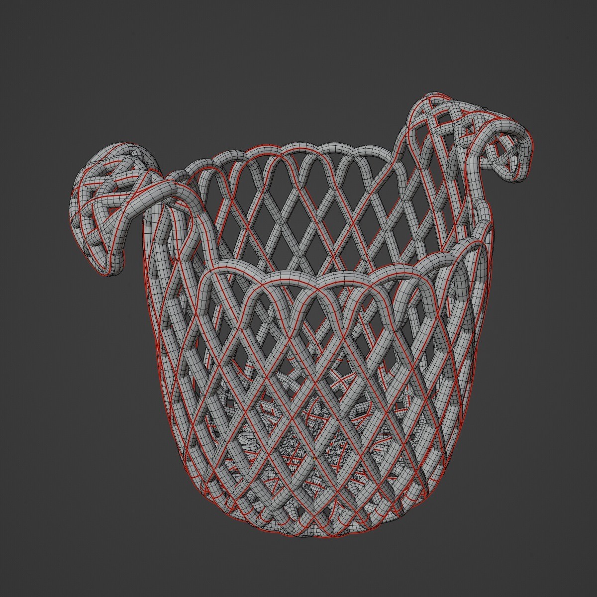 Wicker Basket B 03 - Mid-Poly 3D Model