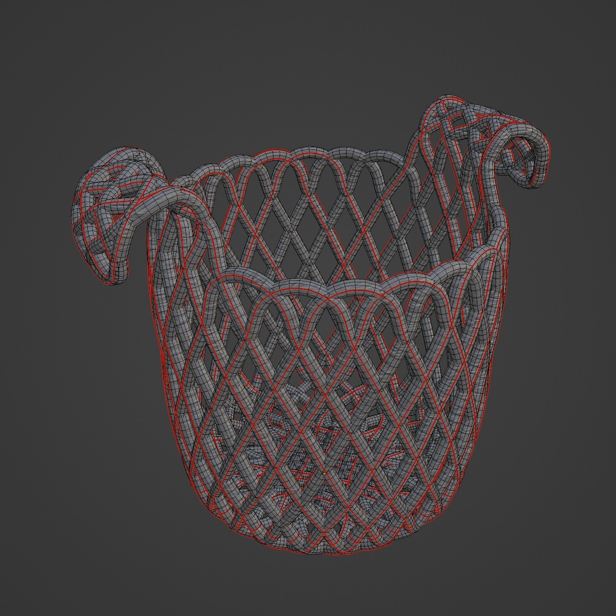 Wicker Basket B 03 - Mid-Poly 3D Model - View 9