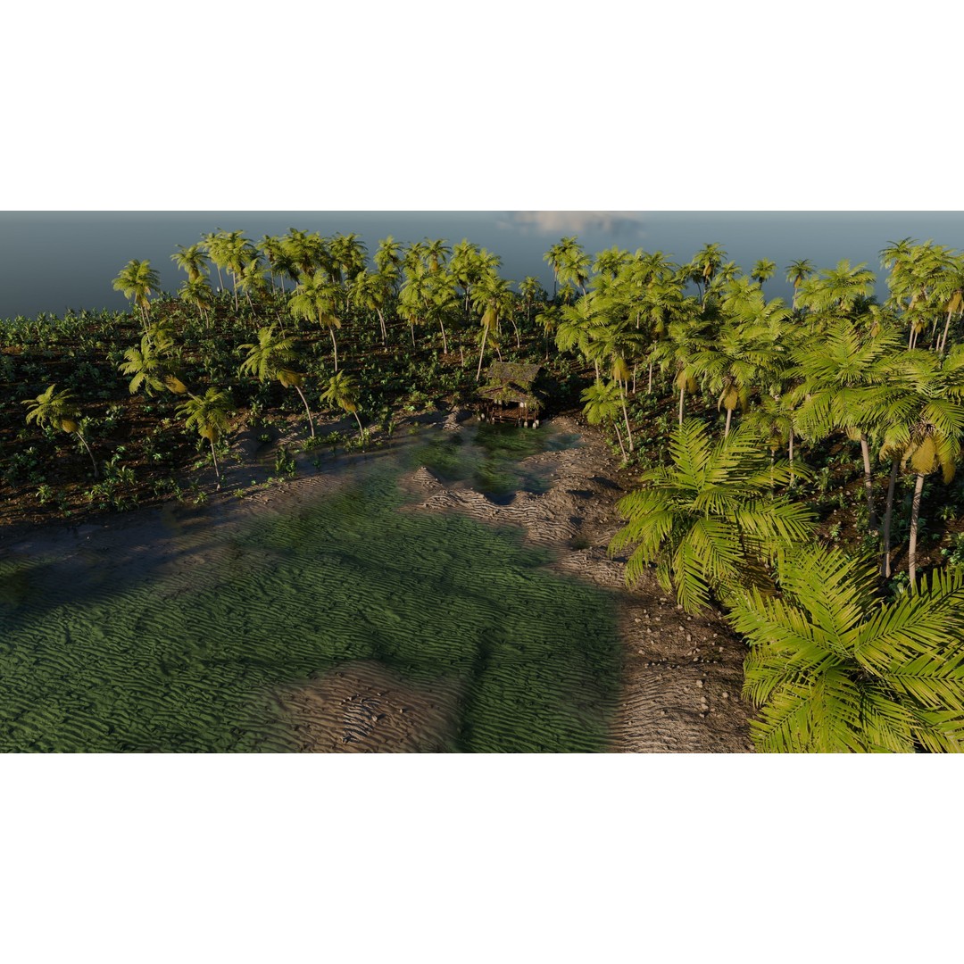 Tropical Cabin 3D Model – High Poly Landscape Scene for Blender - View 10