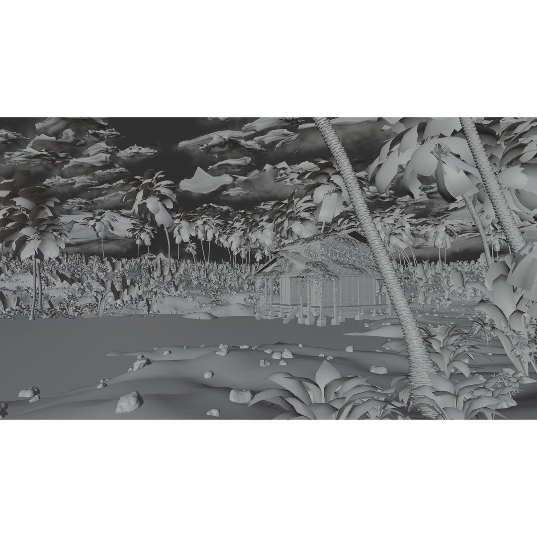 Tropical Cabin 3D Model – High Poly Landscape Scene for Blender - View 14