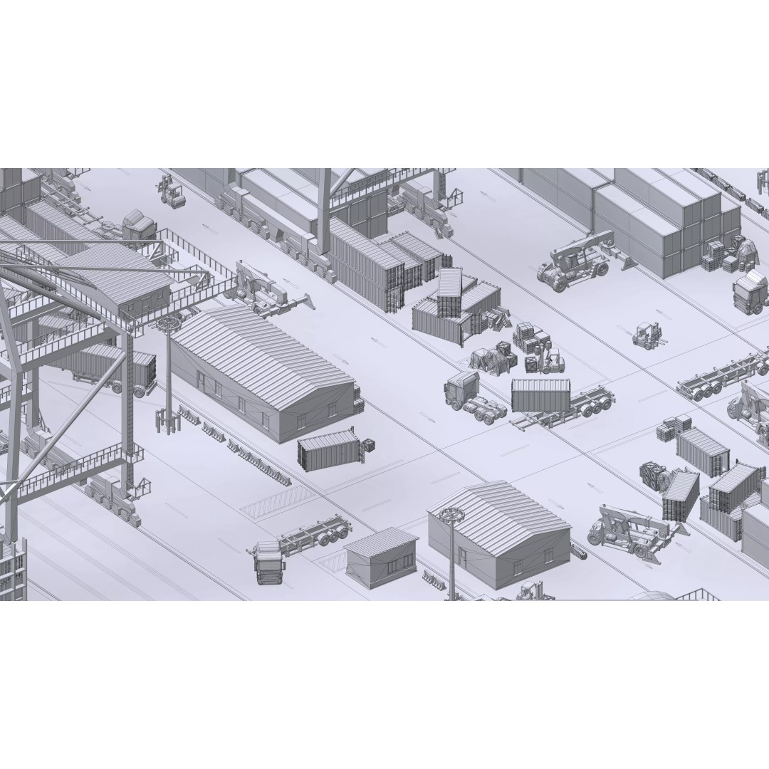 Port 3D Model – Low Poly Industrial Assets for Game Development