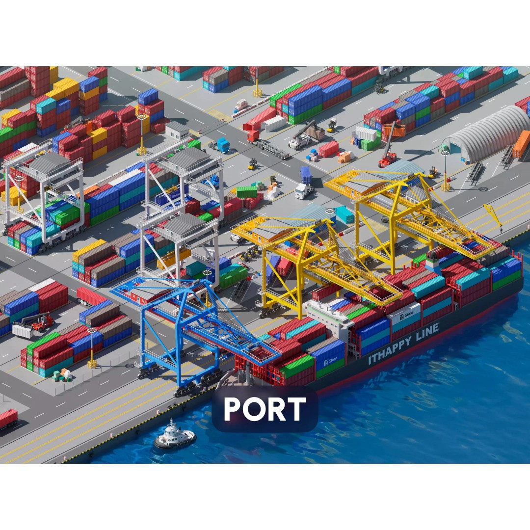 Port 3D Model – Low Poly Industrial Assets for Game Development - View 2
