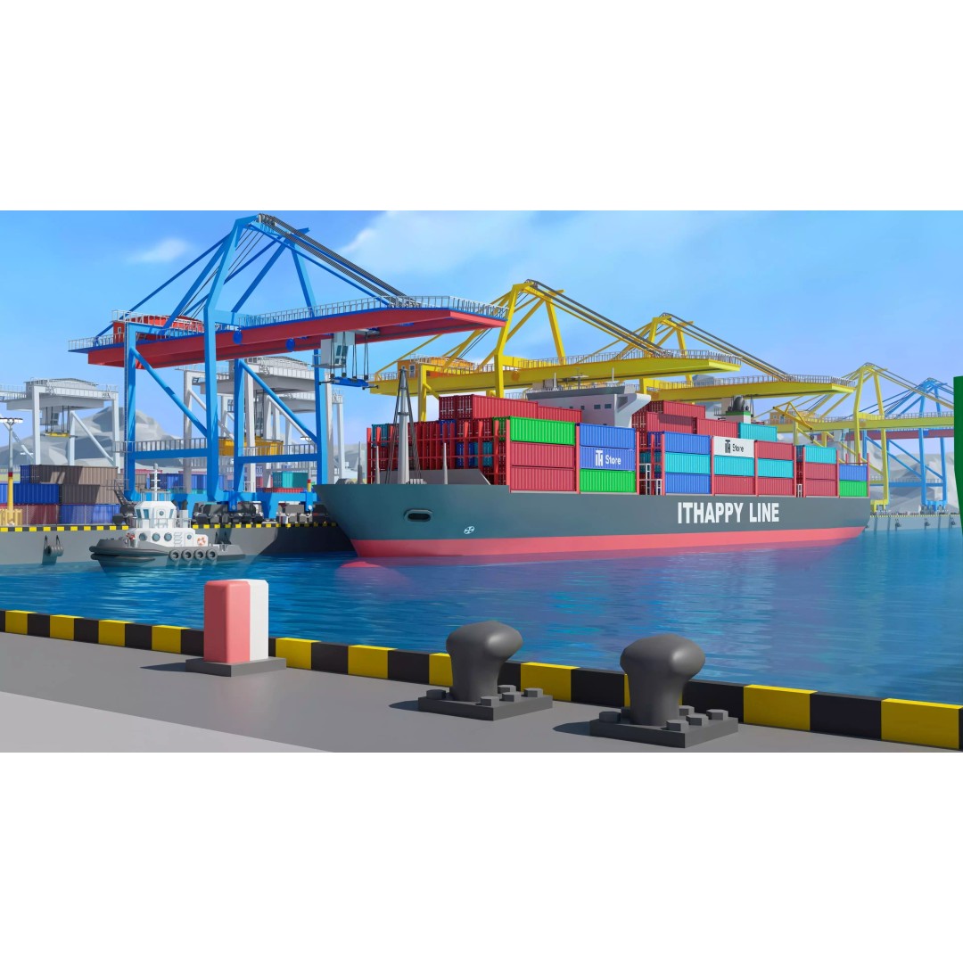 Port 3D Model – Low Poly Industrial Assets for Game Development - View 33