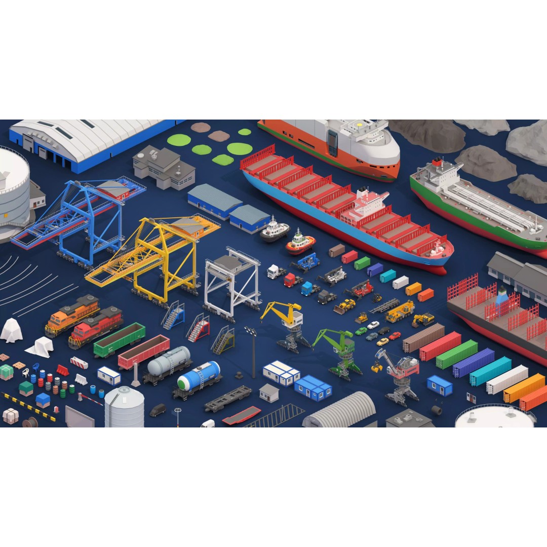 Port 3D Model – Low Poly Industrial Assets for Game Development - View 5