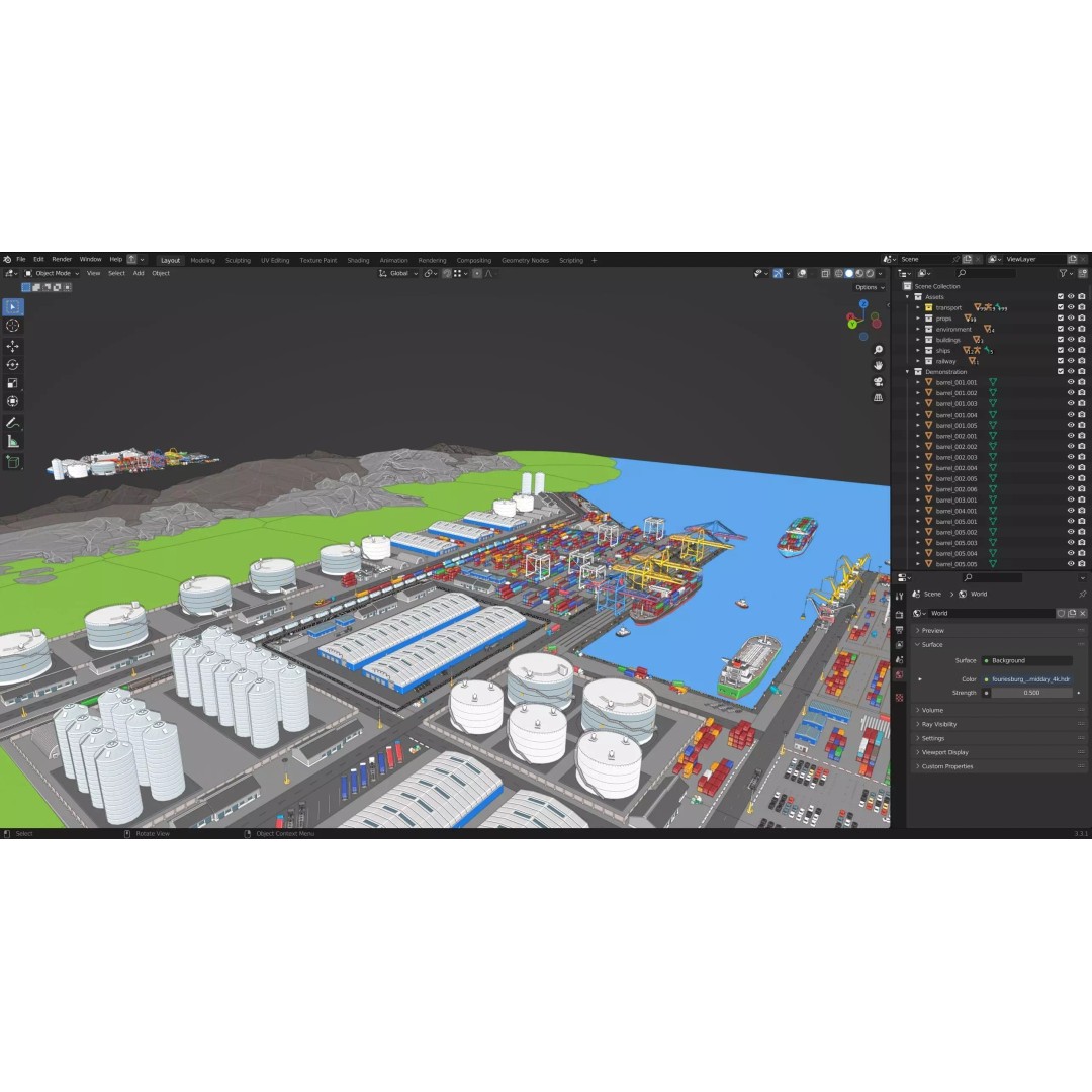 Port 3D Model – Low Poly Industrial Assets for Game Development - View 53