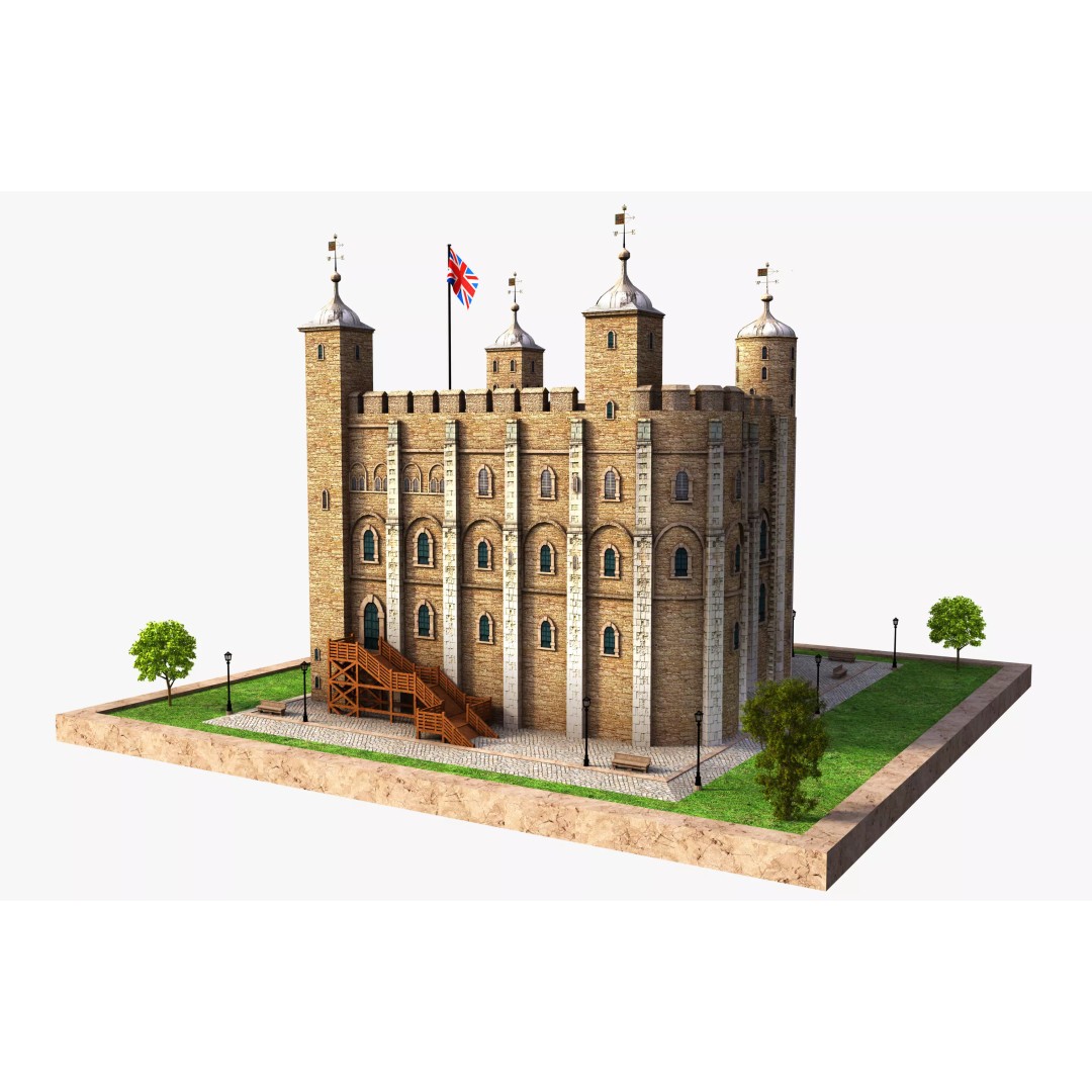 Tower of London 3D Model – Historic Landmark, FBX, OBJ, Blender Formats - View 2
