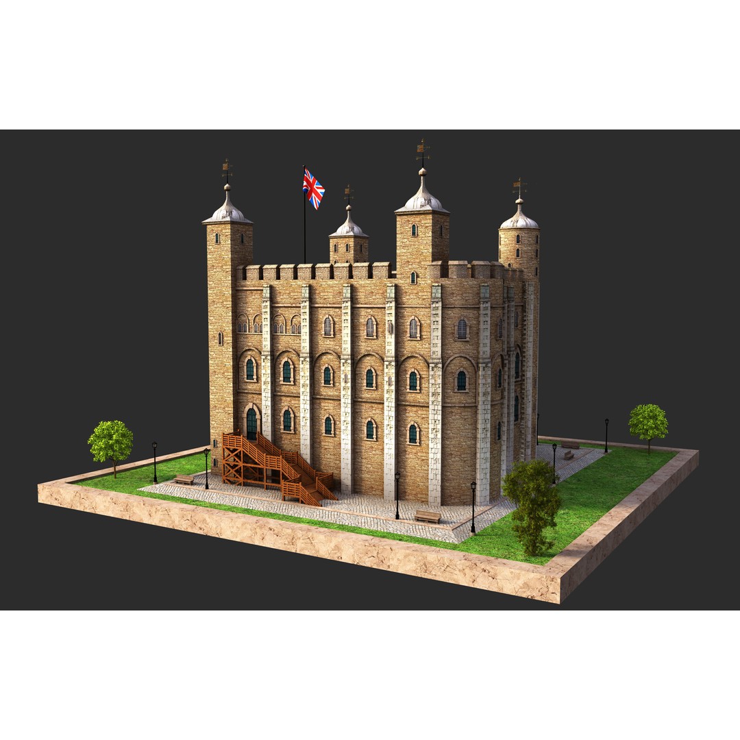 Tower of London 3D Model – Historic Landmark, FBX, OBJ, Blender Formats - View 3