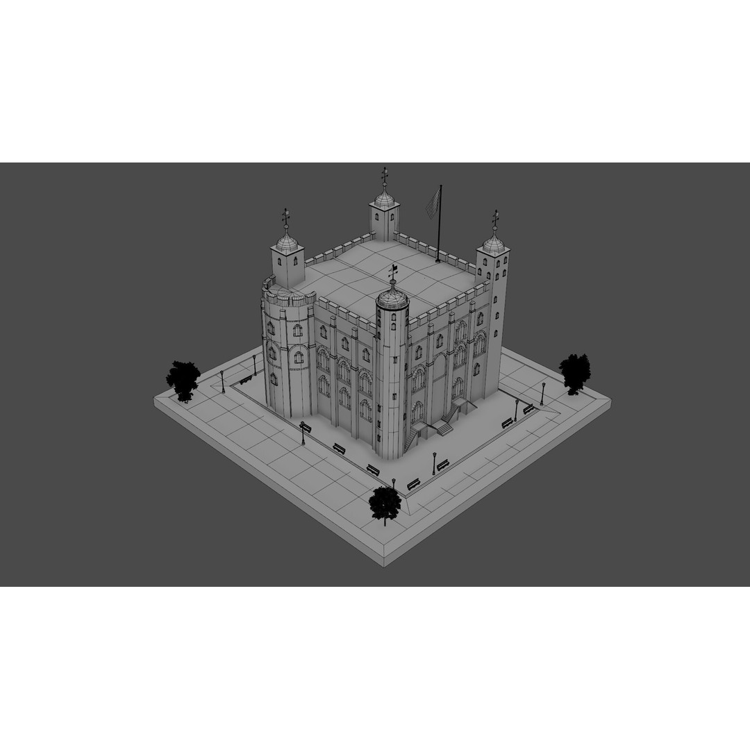 Tower of London 3D Model – Historic Landmark, FBX, OBJ, Blender Formats - View 9