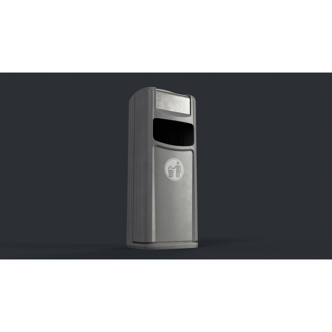 Street Trash Can 3D Model – Low Poly Game-Ready PBR Asset, FBX - View 10