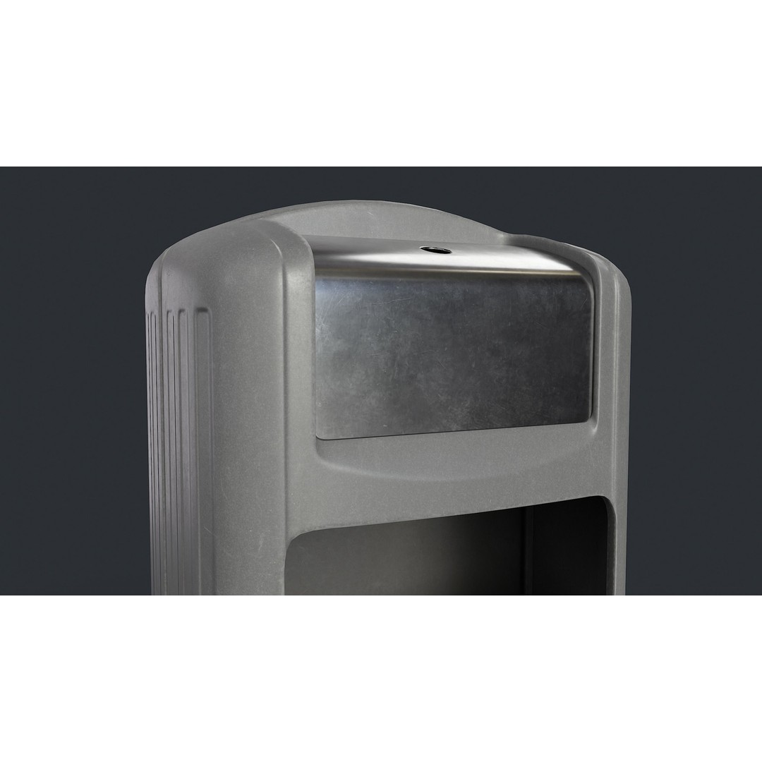 Street Trash Can 3D Model – Low Poly Game-Ready PBR Asset, FBX - View 11