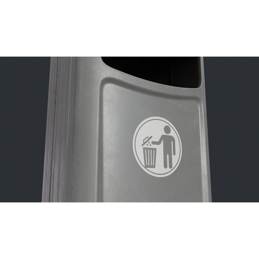 Street Trash Can 3D Model – Low Poly Game-Ready PBR Asset, FBX - View 13