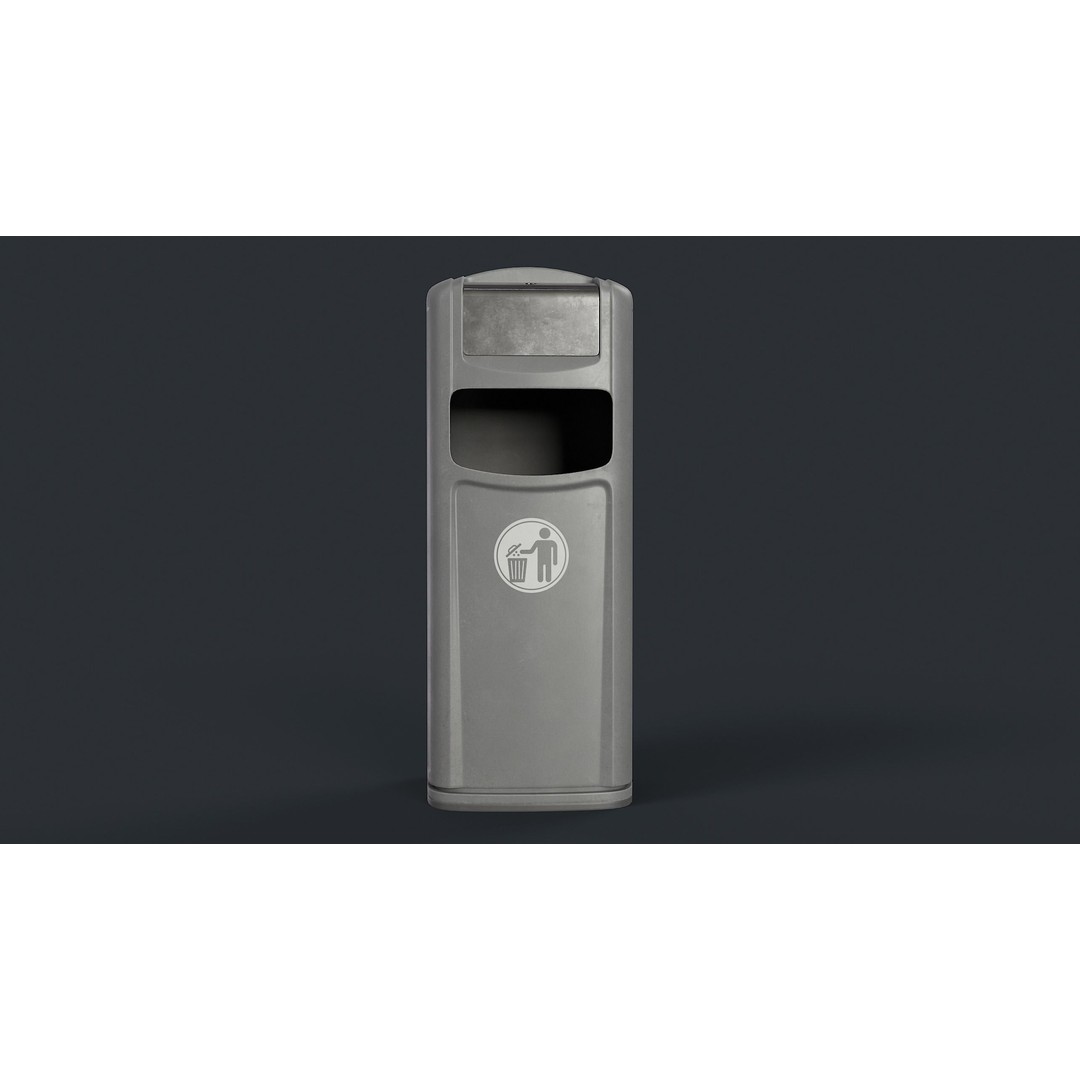 Street Trash Can 3D Model – Low Poly Game-Ready PBR Asset, FBX - View 17