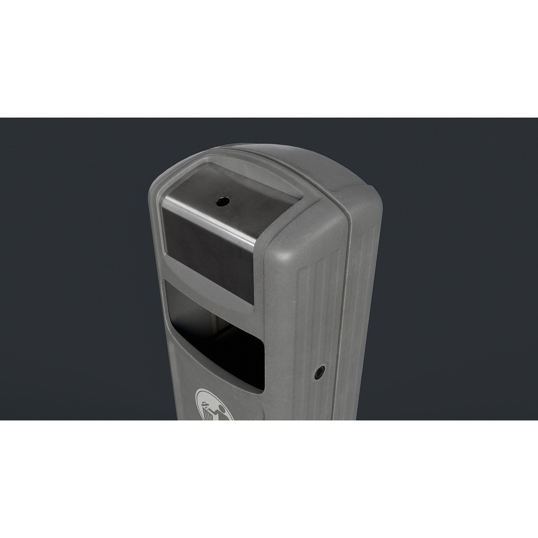 Street Trash Can 3D Model – Low Poly Game-Ready PBR Asset, FBX - View 21