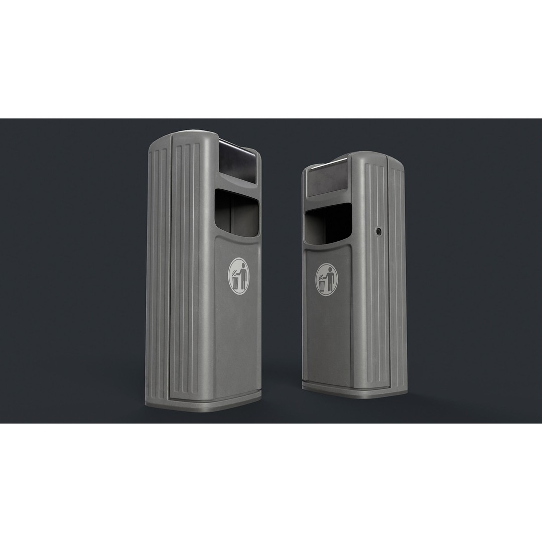 Street Trash Can 3D Model – Low Poly Game-Ready PBR Asset, FBX - View 4