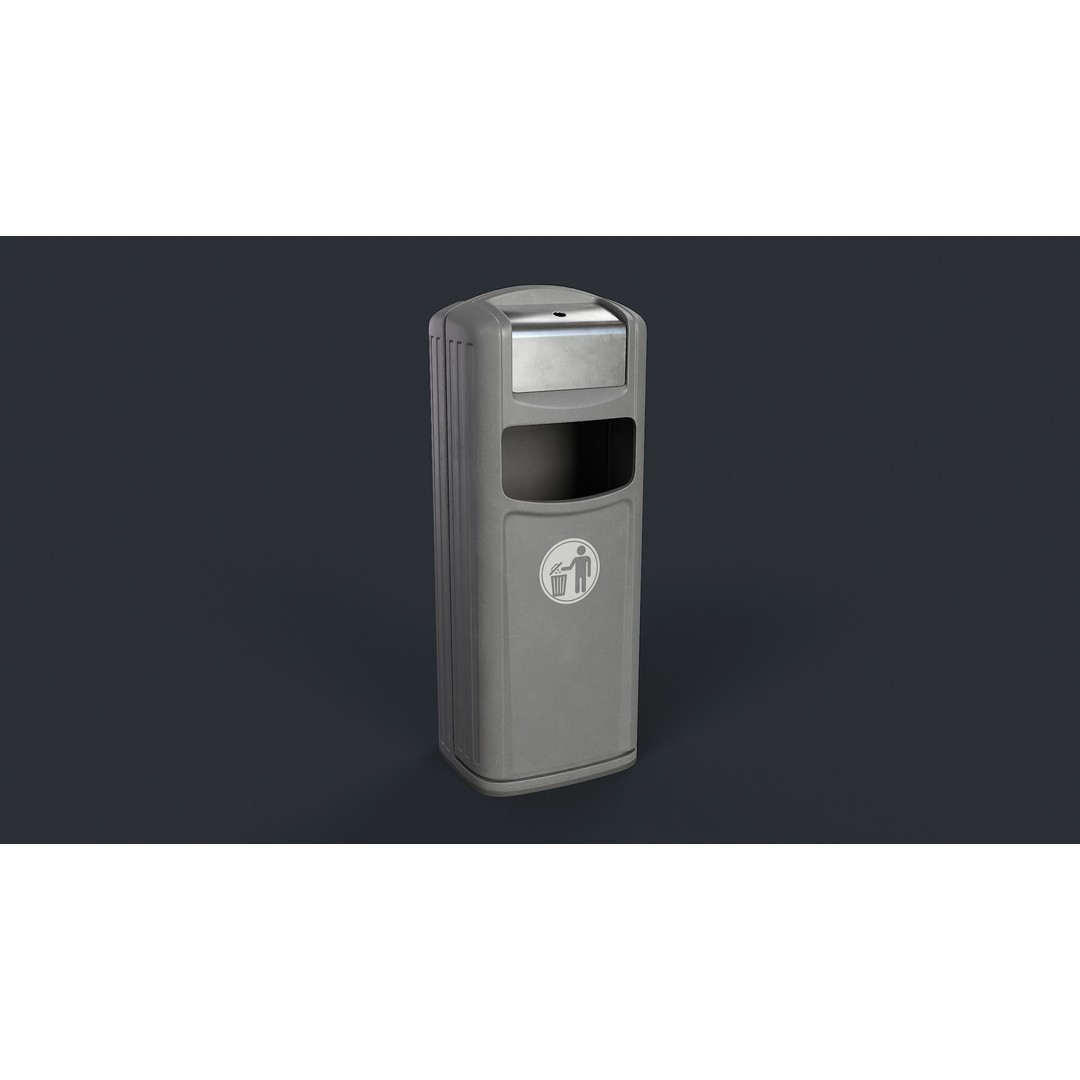 Street Trash Can 3D Model – Low Poly Game-Ready PBR Asset, FBX - View 5