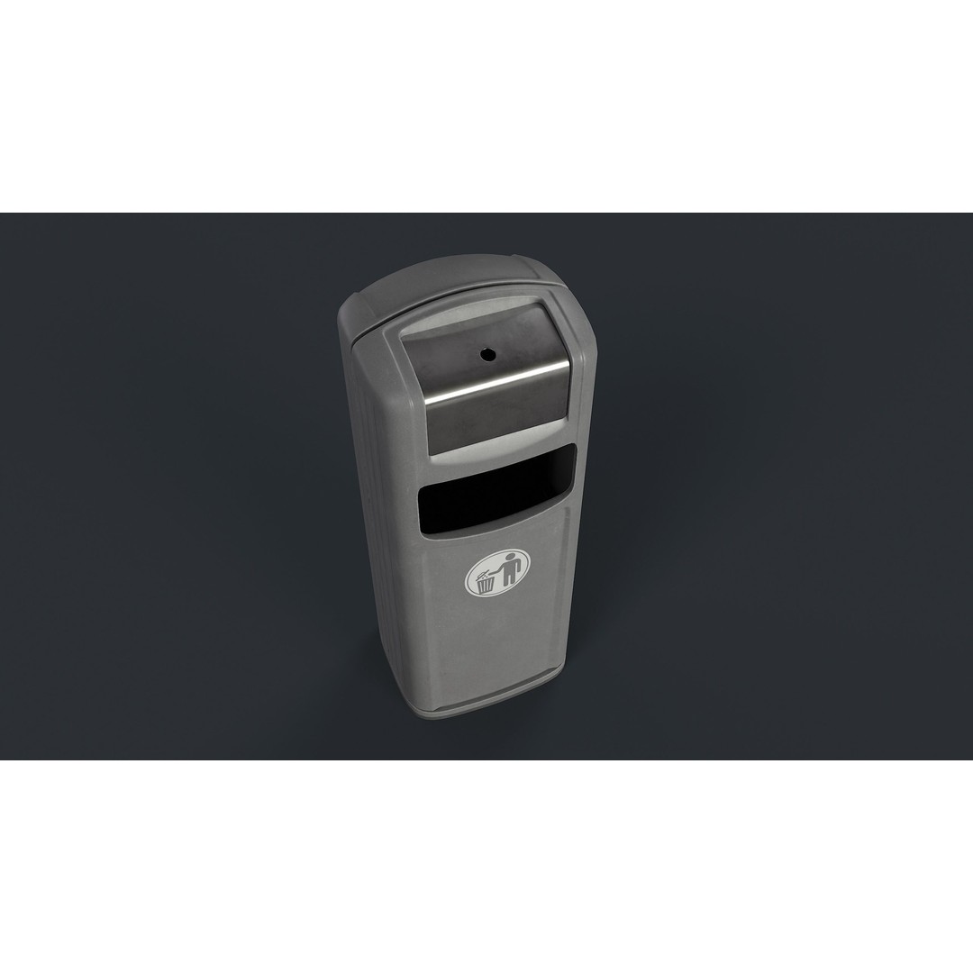 Street Trash Can 3D Model – Low Poly Game-Ready PBR Asset, FBX - View 9