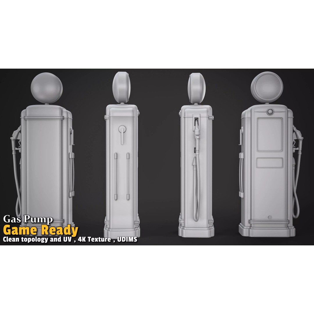 Retro Gas Station 3D Model – Low Poly PBR Asset for Games - View 10