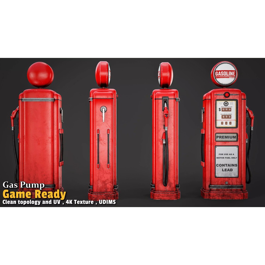 Retro Gas Station 3D Model – Low Poly PBR Asset for Games - View 11