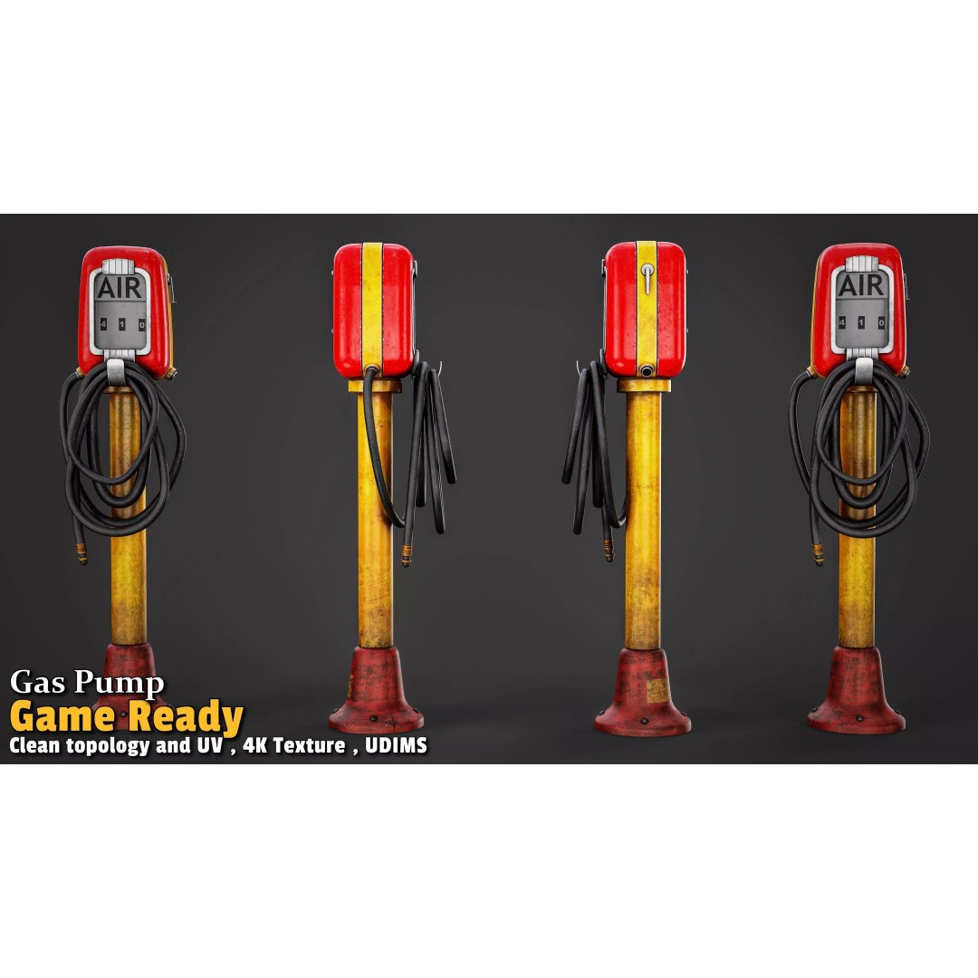 Retro Gas Station 3D Model – Low Poly PBR Asset for Games - View 15