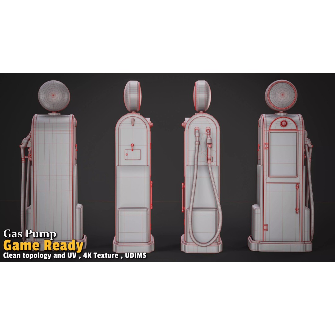 Retro Gas Station 3D Model – Low Poly PBR Asset for Games - View 4